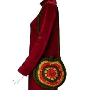 Qlentey Small Shoulder Bag, Stylish Handcrafted in Japan, Colorful Crochet.